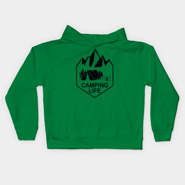 Camping Mountain Kids Hoodie by Polahcrea